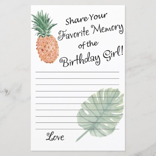 pineapple Favourite Memory of the Birthday Girl (Front)