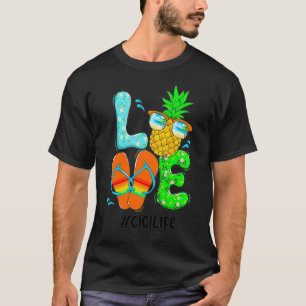 Pineapple flipflops love summer lady Premium  (45) T-Shirt