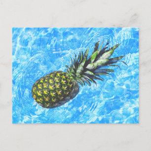 Pineapple Floating in the Water Peaceful Sweet Postcard