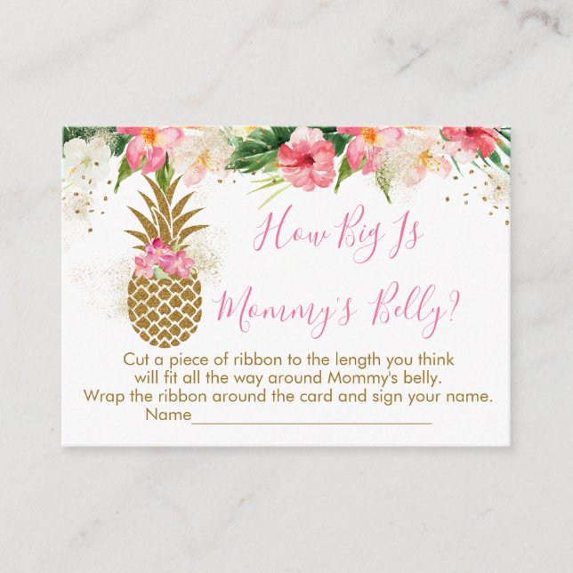 Pineapple Floral How Big Is Mummy's Belly Game Enclosure Card (Front)