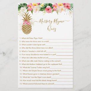 Pineapple Floral Nursery Rhyme Shower Game