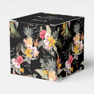 Pineapple Floral on Black Square Favour Box