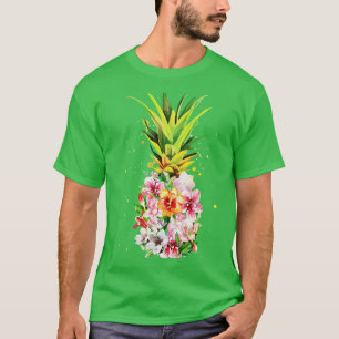 Pineapple Flowers Aloha Beach Hawaii Hawaiian T-Shirt
