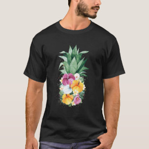 Pineapple Flowers Aloha Hawaii Vintage Hawaiian Fl T-Shirt