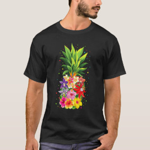 Pineapple Flowers Aloha Hawaii Vintage Hawaiian Fl T-Shirt