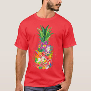 Pineapple Flowers Aloha Hawaii Vintage Hawaiian Fl T-Shirt