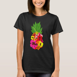 Pineapple Flowers Floral Pool Party For Men Women T-Shirt