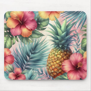 Pineapple & Flowers Pattern Mouse Mat