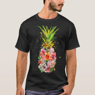 Pineapple Flowers Women Aloha Hawaii Vintage Hawai T-Shirt