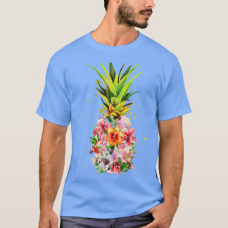 Pineapple Flowers Women Aloha Hawaii Vintage Hawai T-Shirt
