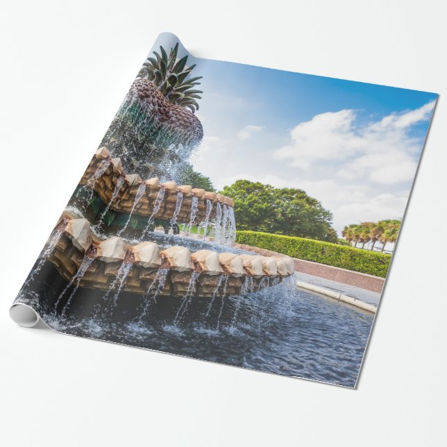 Pineapple Fountain in Charleston, SC Wrapping Paper (Unrolled)