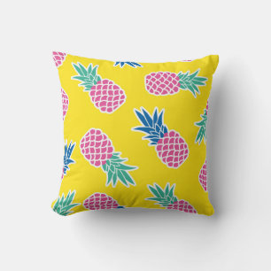 Pineapple Frenzy: Bright Cartoon Vintage. Cushion