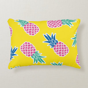 Pineapple Frenzy: Bright Cartoon Vintage. Decorative Cushion