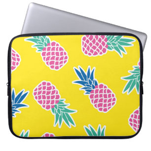 Pineapple Frenzy: Bright Cartoon Vintage. Laptop Sleeve