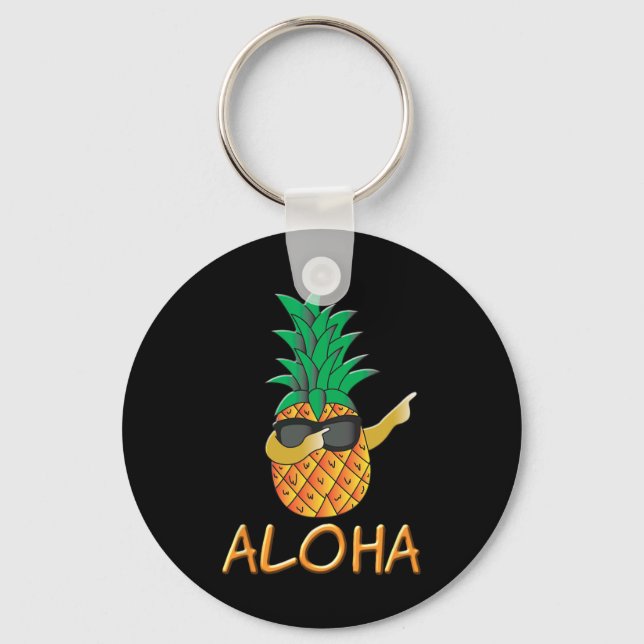 Pineapple Fruit Aloha Beaches Hawaii - Surf New  Key Ring (Front)