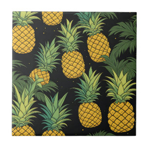 Pineapple Fruit Black Tile