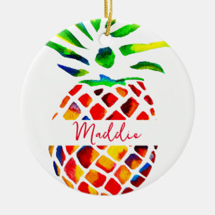 Pineapple fruit colourful pop art ceramic tree decoration