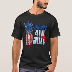Pineapple Fruit Cool American Us Flag 4th Of July T-Shirt