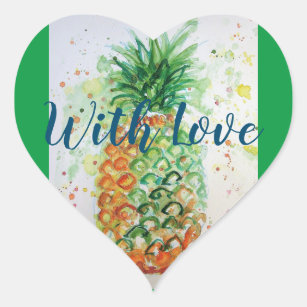 Pineapple Fruit Food Tropical Art Orange Lime Cute Heart Sticker