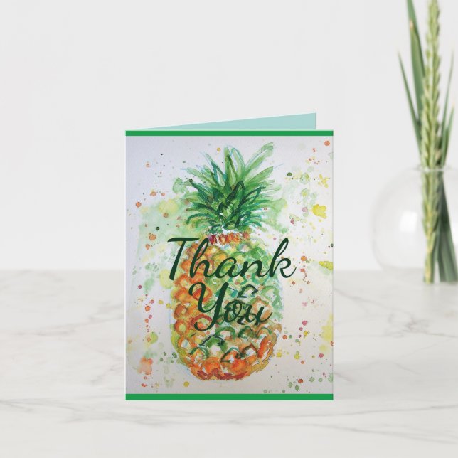 Pineapple Fruit Food Tropical Vibes Thank You Card (Front)