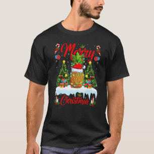 Pineapple Fruit Lights Xmas Tree Santa Pineapple C T-Shirt