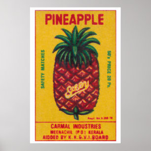 Pineapple Fruit - Matchbox Print - India Wall Art