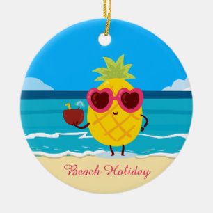 Pineapple fruit on Beach Holiday Cute Colourful Ceramic Tree Decoration