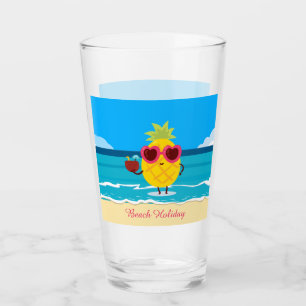 Pineapple fruit on Beach Holiday Cute Colourful Glass