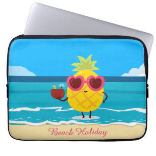 Pineapple fruit on Beach Holiday Cute Colourful Laptop Sleeve