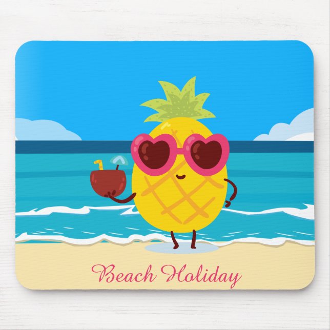 Pineapple fruit on Beach Holiday Cute Colourful Mouse Mat (Front)