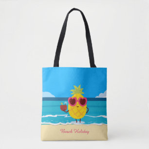 Pineapple fruit on Beach Holiday Cute Colourful Tote Bag