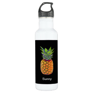Pineapple Fruit on Black 710 Ml Water Bottle
