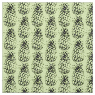 Pineapple Fruit Vintage Pattern in Sage Green Fabric