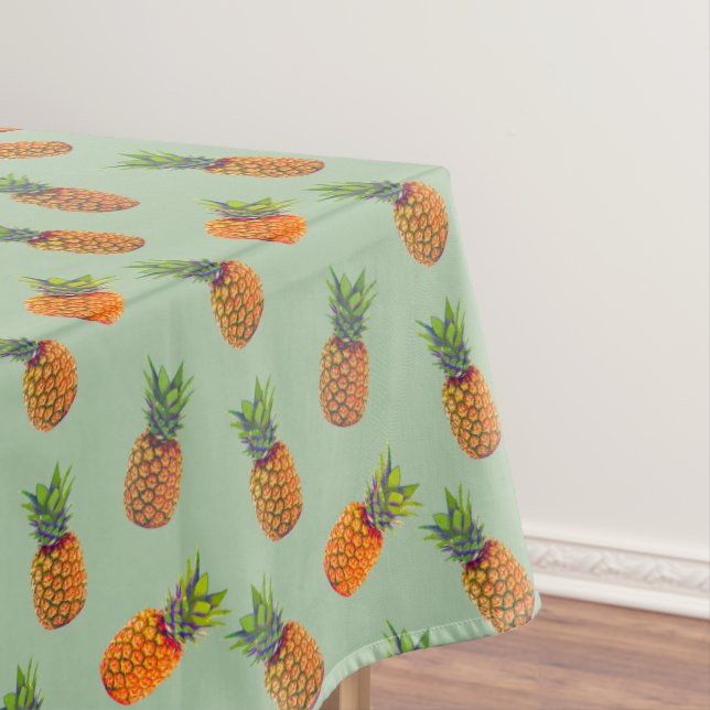 Pineapple Fruits on Laurel Green Tablecloth (In Situ)