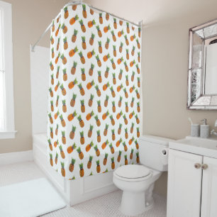 Pineapple Fruits on White Placemat Shower Curtain