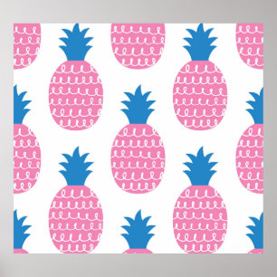 Pineapple Fun, Vintage Seamless Design. Poster