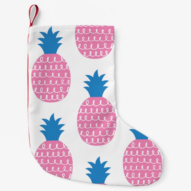 Pineapple Fun, Vintage Seamless Design. Small Christmas Stocking (Front)