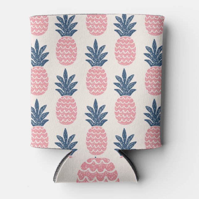 Pineapple fun: vintage seamless pattern. can cooler (Front)