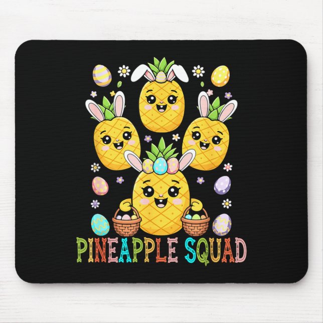 Pineapple funny squad easter bunny hunting mouse mat (Front)