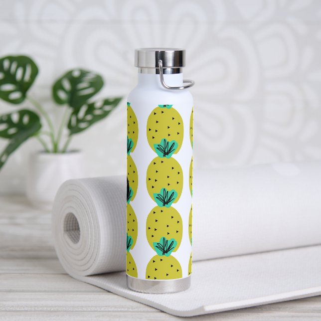 Pineapple Geometric Doodles Monogram  Water Bottle (Yoga)