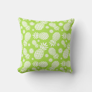 Pineapple graphic flowers tropical green pillow
