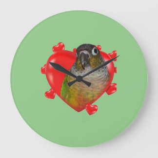 Pineapple green cheek conure clock.  large clock