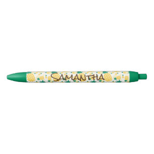Pineapple Green Trim Pen, Black Ink Black Ink Pen