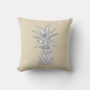 Pineapple Grey Welcome Watercolor Painting Pillow