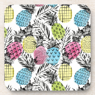 Pineapple Grunge Palms Coaster