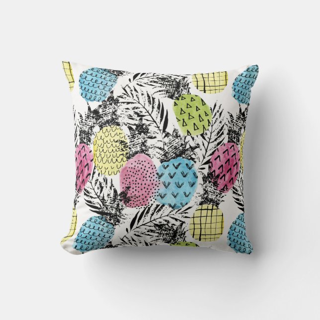 Pineapple Grunge Palms Cushion (Front)
