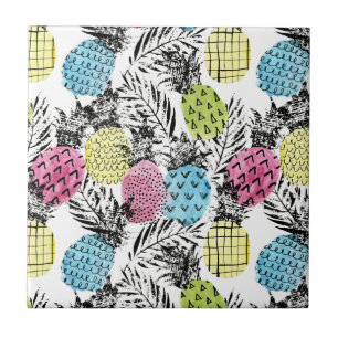 Pineapple Grunge Palms Tile