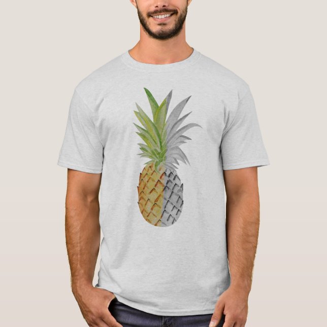 Pineapple Half and Half Black White Colour Unique T-Shirt (Front)