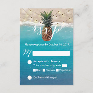 Pineapple Hawaiian Tropical Beach Wedding RSVP