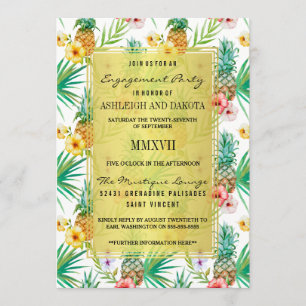 Pineapple & Hibiscus Destination Engagement Party Invitation
